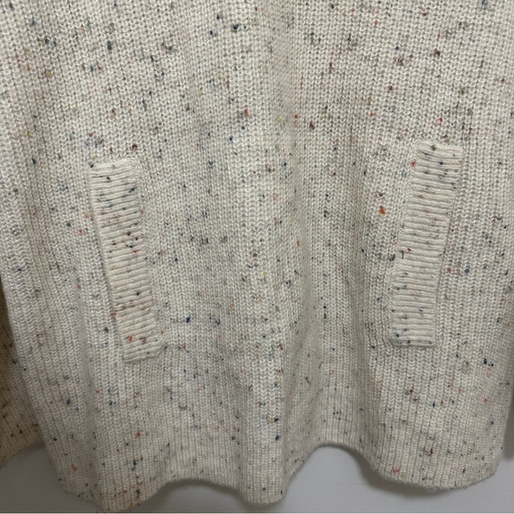 Talbots Half Zip Mockneck Pullover Speckled Off White Quarter Zip with Pocket - Picture 7 of 10